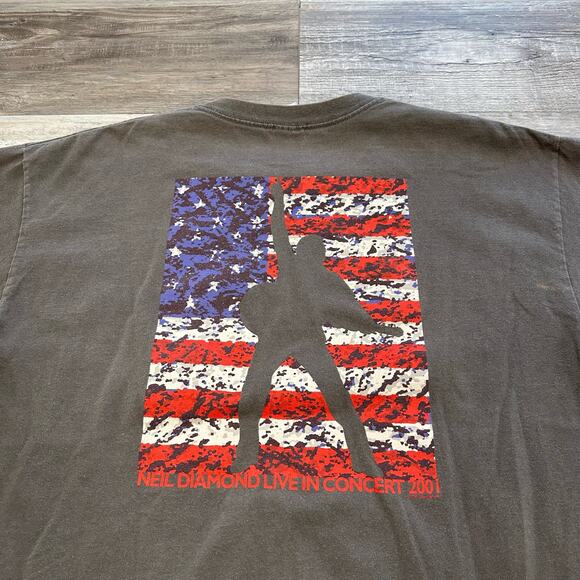 Vintage 2001 Gildan Gray Mens XL Crewneck Neil Diamond Concert Tour T-shirt Tee - Picture 9 of 10